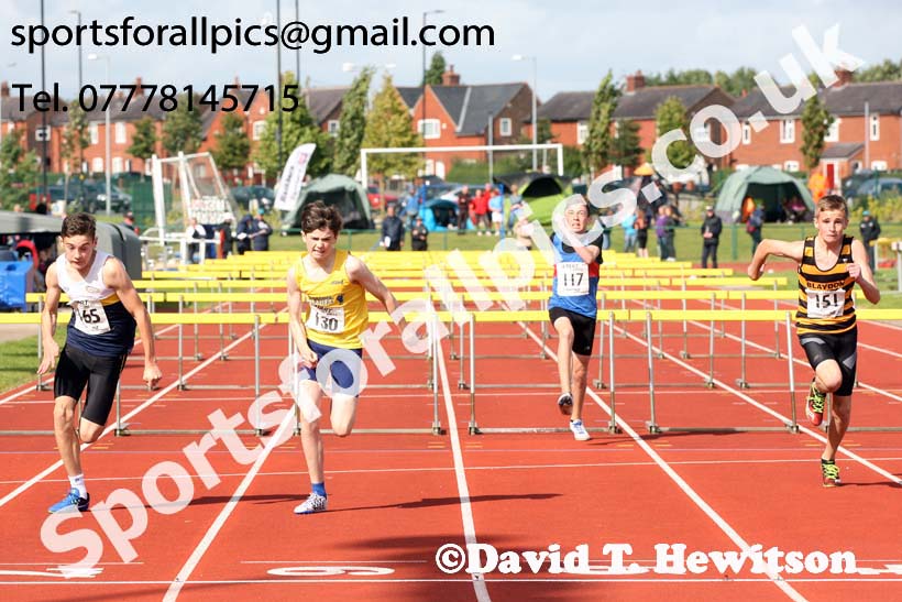 Boys under-15s 80 metres hurdles, Northern Under-17s/U-15s and U13s Champs, Leigh Sports Village, Leigh. Photo: David T. Hewitson/Sports for All Pics
